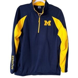 Gear For Sports Michigan Quarter Zip Fleece Large Blue M Logo